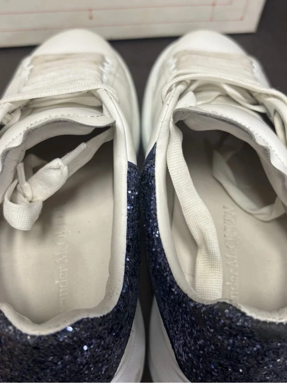 alexander mcqueen sneakers navy glitter sz 40
